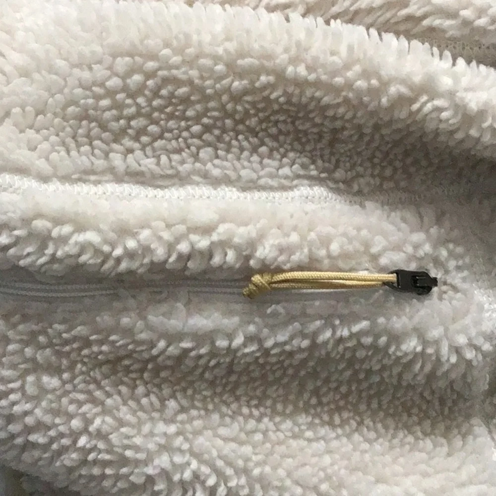 NORTH FACE cream tan neutral Sherpa cropped pullover crop jacket half zip - Picture 4 of 14